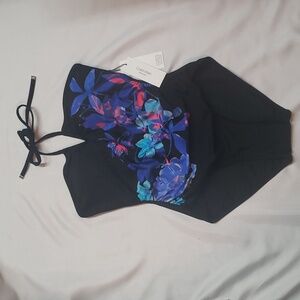 Calvin Klein NWT black floral swimsuit, size 8